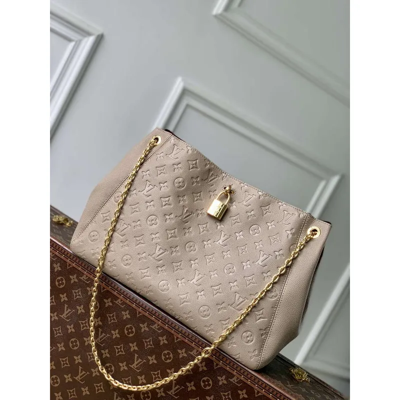 LV M14658 Louis Vuitton Anytime MM Taška z hovězí kůže Tourterelle Šedá