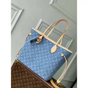 LV M13192 Louis Vuitton Neverfull MM Taška Tote Denim Modrá
