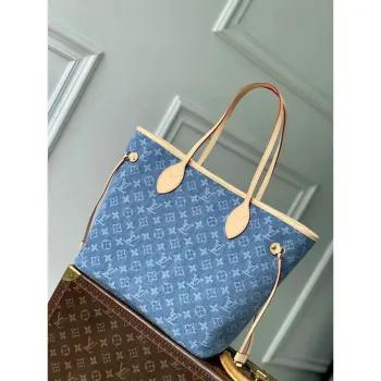 LV M13192 Louis Vuitton Neverfull MM Taška Tote Denim Modrá