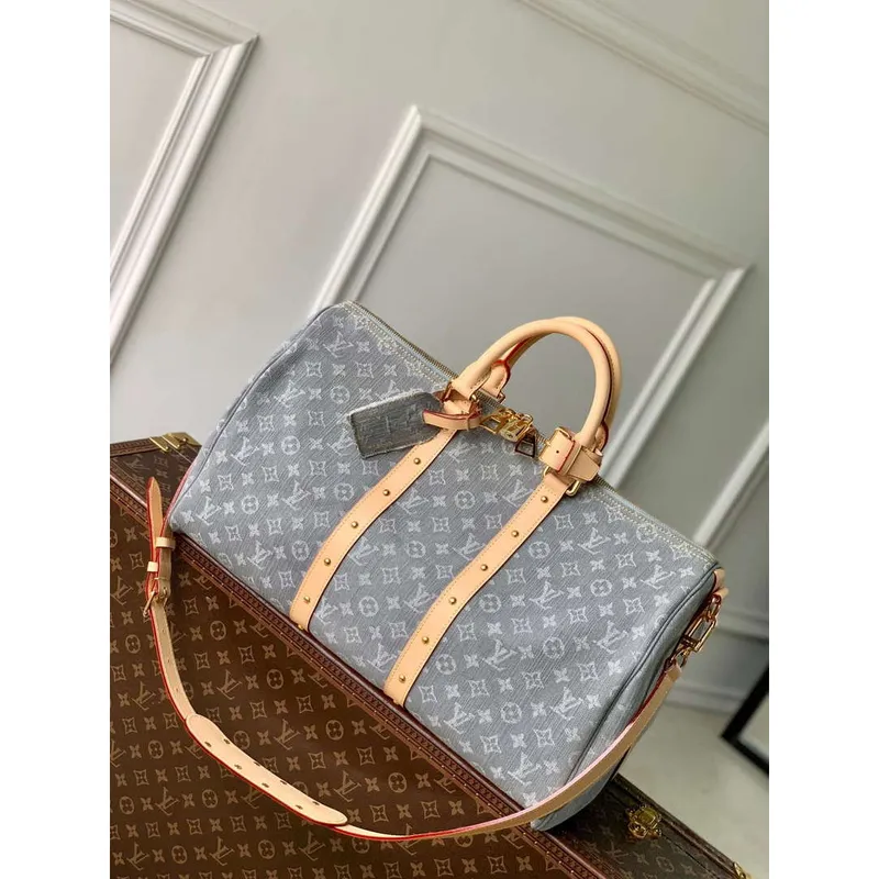 LV M13748 Louis Vuitton Keepall Bandoulière 45 Taška Cloudy Gray