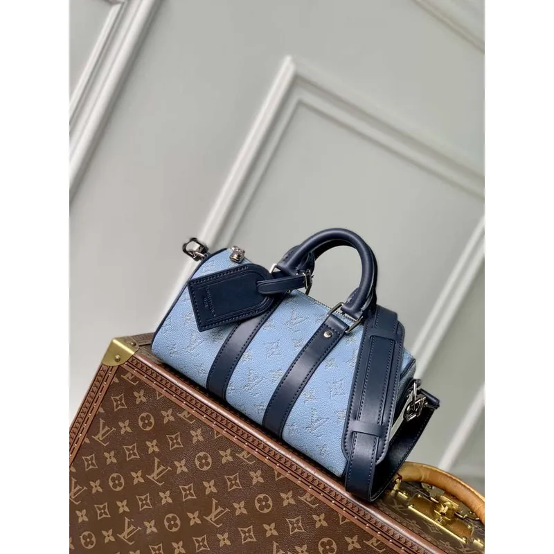 LV M14681 Louis Vuitton Keepall Bandoulière 25 Taška Modrá