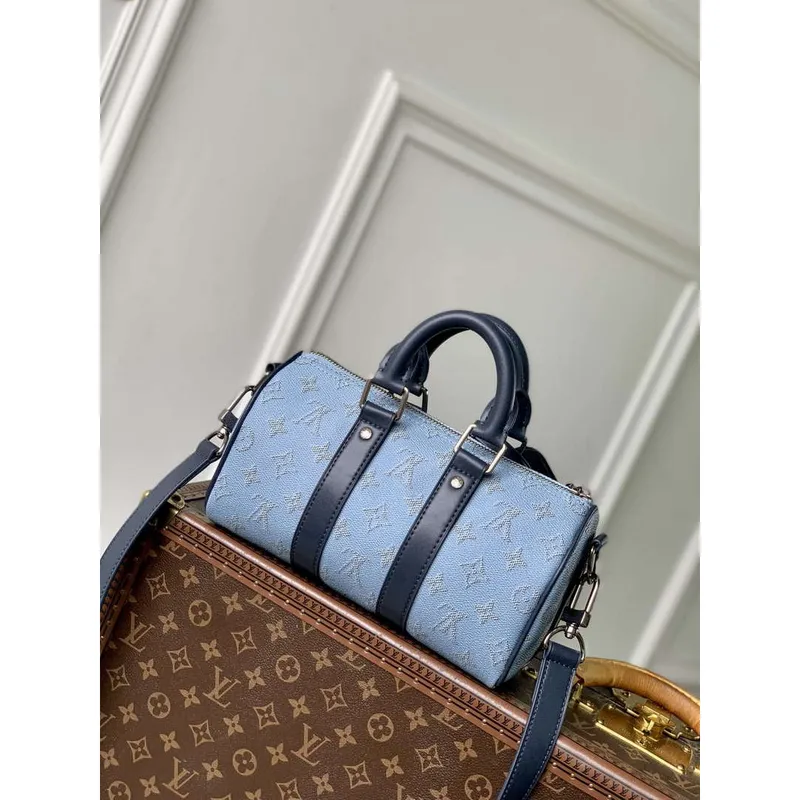 LV M14681 Louis Vuitton Keepall Bandoulière 25 Taška Modrá
