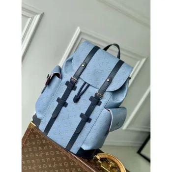 LV M14676 Louis Vuitton Christopher MM Batoh Modrý