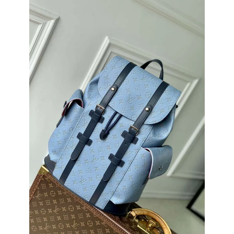 LV M14676 Louis Vuitton Christopher MM Batoh Modrý