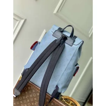 LV M14676 Louis Vuitton Christopher MM Batoh Modrý
