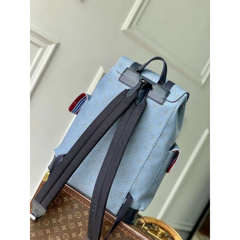 LV M14676 Louis Vuitton Christopher MM Batoh Modrý