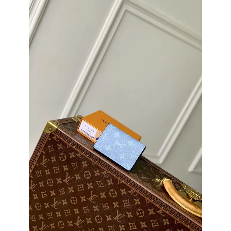LV M14112 Louis Vuitton Pocket Organizer Taigarama Modrá
