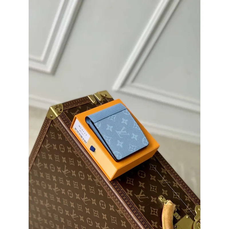 LV M14111 Louis Vuitton Multiple Wallet Taigarama Modrá