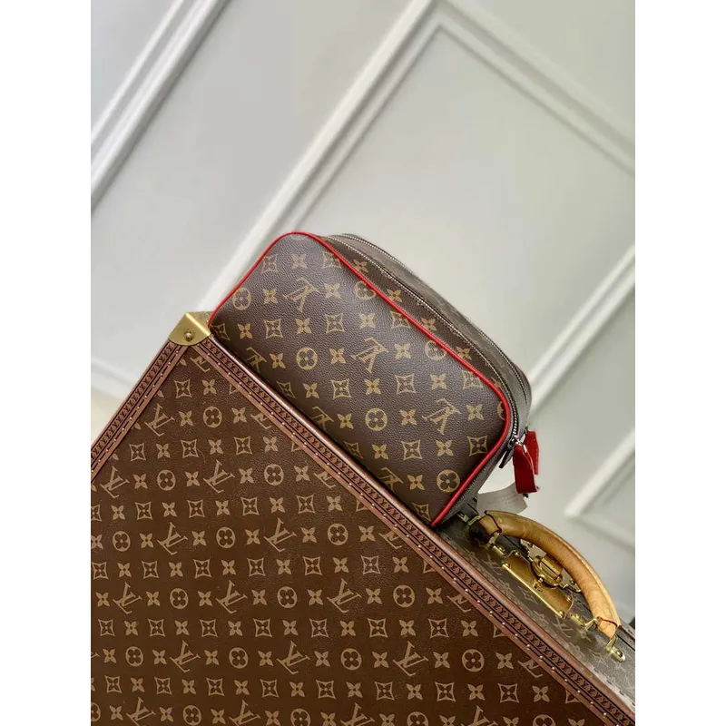 LV M12641 Louis Vuitton Locker Dopp Kit Taurillon Monogram Červená
