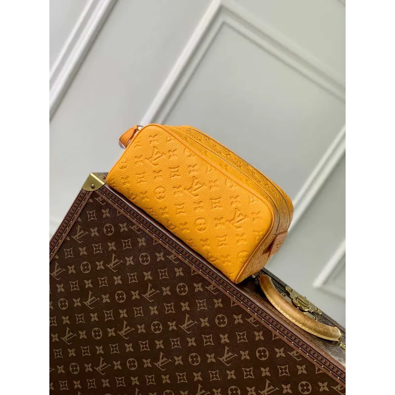 LV M12863 Louis Vuitton Locker Dopp Kit Monogram Taurillon Žlutá