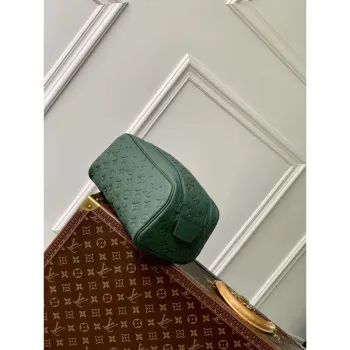 LV M24442 Louis Vuitton Locker Dopp Kit Monogram Taurillon Zelená