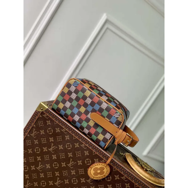 LV N00151 Louis Vuitton Locker Dopp Kit Damier Ebène Canvas