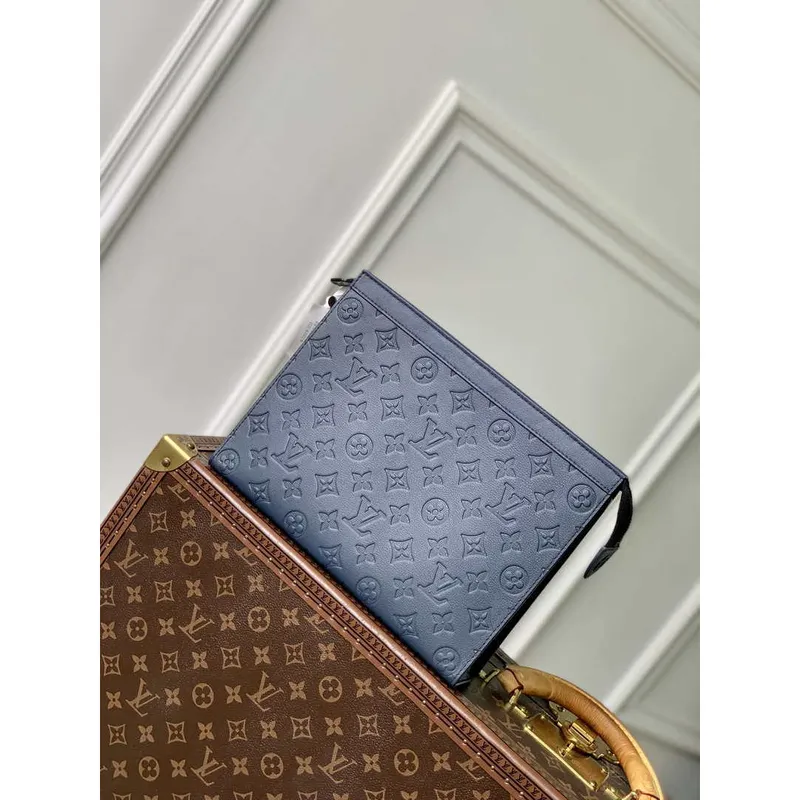 LV M61692 Louis Vuitton Pochette Voyage MM Taška Monogram Modrá