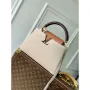 LV M12956 Louis Vuitton Capucines MM Taška z kůže Taurillon Galet Šedá