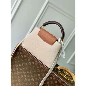 LV M12956 Louis Vuitton Capucines BB Taška z kůže Taurillon Galet Šedá