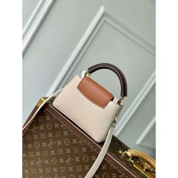 LV M12956 Louis Vuitton Capucines Mini Taška z kůže Taurillon Galet Šedá