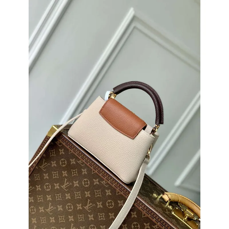LV M12956 Louis Vuitton Capucines Mini Taška z kůže Taurillon Galet Šedá