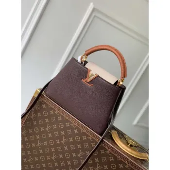 LV M12952 Louis Vuitton Capucines BB Taška z kůže Taurillon Čokoládově hnědá