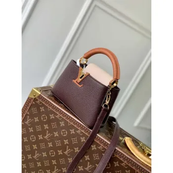 LV M12952 Louis Vuitton Capucines Mini Taška z kůže Taurillon Čokoládově hnědá