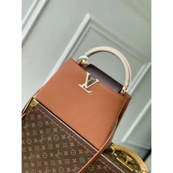 LV M14176 Louis Vuitton Capucines MM Taška z kůže Taurillon Hnědá