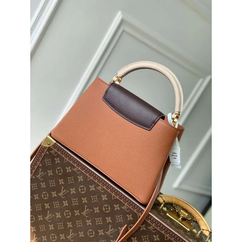 LV M14176 Louis Vuitton Capucines MM Taška z kůže Taurillon Hnědá