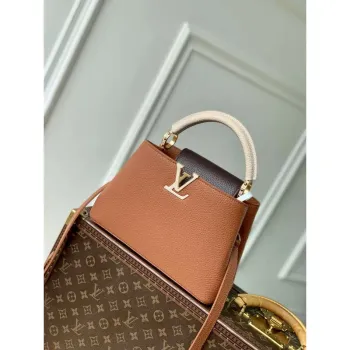 LV M14176 Louis Vuitton Capucines BB Taška z kůže Taurillon Hnědá