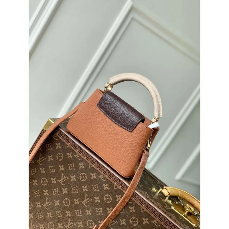 LV M14176 Louis Vuitton Capucines Mini Taška Taurillon kůže Hnědá