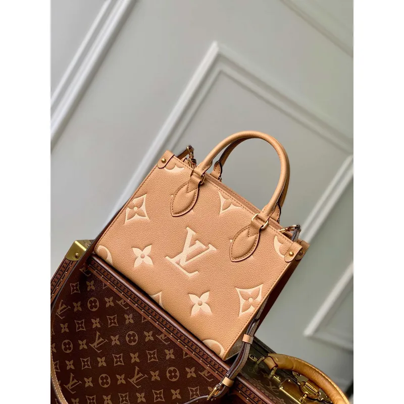 LV M12513 Louis Vuitton Onthego Pm Taška M45779 kůže Světle Hnědá