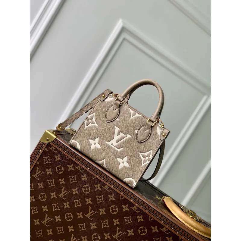 Louis Vuitton LV M47054 OnTheGo BB Kabelka Bicolor Monogram Empreinte Kůže Tourterelle Crème