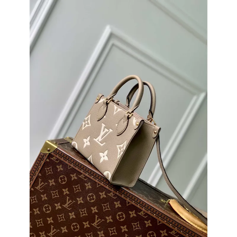 Louis Vuitton LV M47054 OnTheGo BB Kabelka Bicolor Monogram Empreinte Kůže Tourterelle Crème