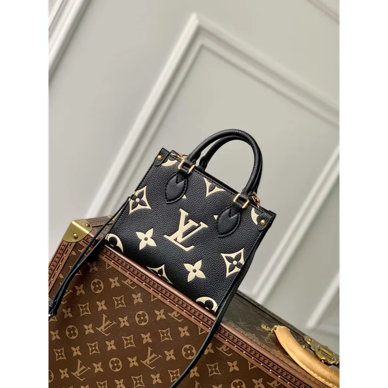 Louis Vuitton LV M47054 OnTheGo BB Kabelka Bicolor Monogram Empreinte Kůže Černá