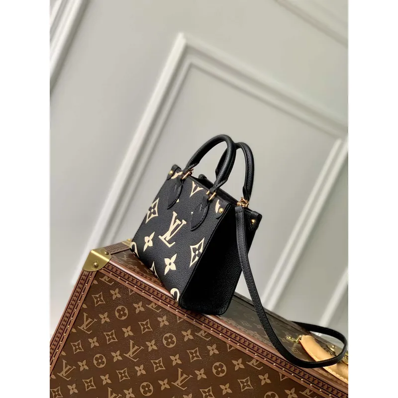 Louis Vuitton LV M47054 OnTheGo BB Kabelka Bicolor Monogram Empreinte Kůže Černá