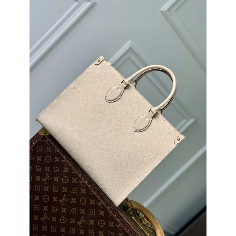 LV M46531 Louis Vuitton OnTheGo MM Taška Monogram Empreinte Béžová
