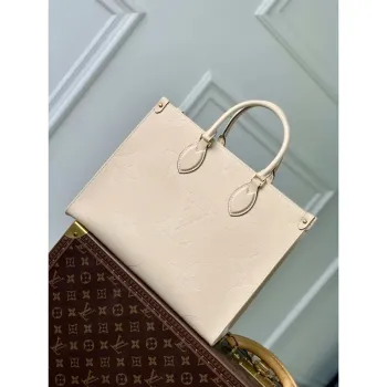 LV M46531 Louis Vuitton OnTheGo MM Taška Monogram Empreinte Béžová