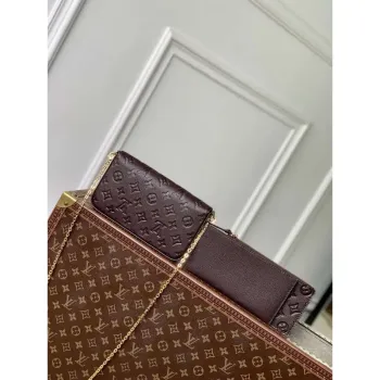 LV M14193 Louis Vuitton Félicie Pochette Taška Čokoládově Hnědá