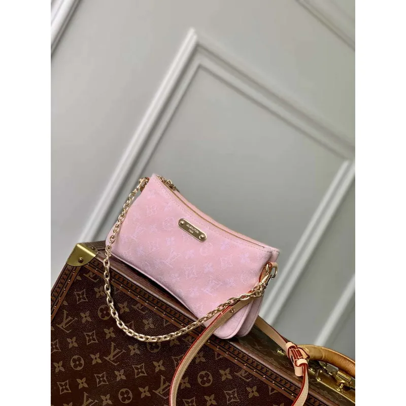 LV M14159 Louis Vuitton Liv Pochette Monogram Denim Taška Růžová
