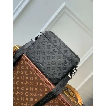 LV M46602 Louis Vuitton Trio Messenger Bag Monogram Shadow Kůže