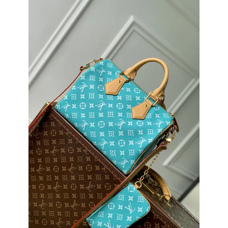 LV M21108 Louis Vuitton Speedy P9 Bandoulière 30 Taška Monogram Kůže Fluorescenční Jezero Modrá