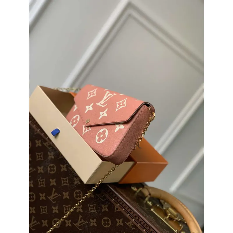 LV M61276 Louis Vuitton Felicie Pochette Taška M61276 Růžová Kůže