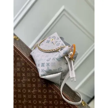 LV M12125 Louis Vuitton Bella Mahina Kožená Kabela Bucket Brume Gray