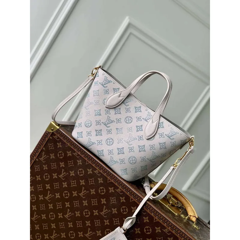 LV M12088 Louis Vuitton Blossom PM Mahina kožená taška Brume Gray