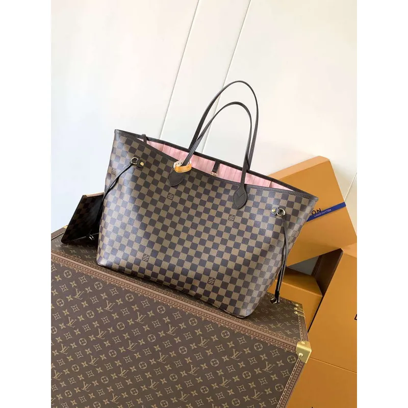 Louis Vuitton LV N41602 Neverfull GM Damier Ebene potažená plátno