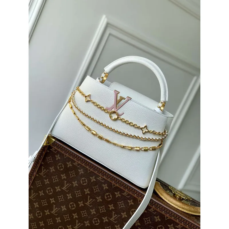 LV M12279 Louis Vuitton Capucines MM Kabelka Stříbrné Moře