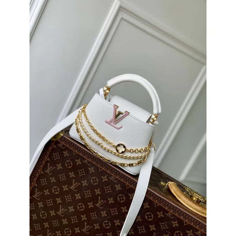 LV M12279 Louis Vuitton Capucines Mini Taška Stříbrné Moře