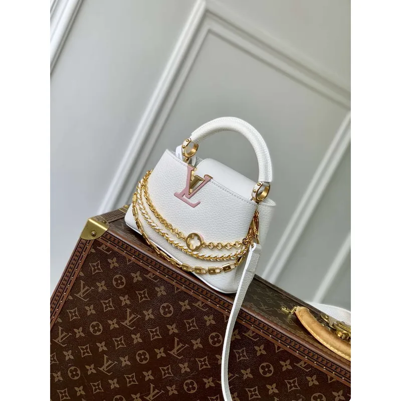 LV M12279 Louis Vuitton Capucines Mini Taška Stříbrné Moře