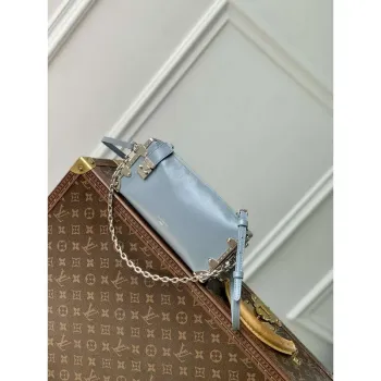 LV M25445 Louis Vuitton Slim Trunk Bag Šedá Modrá