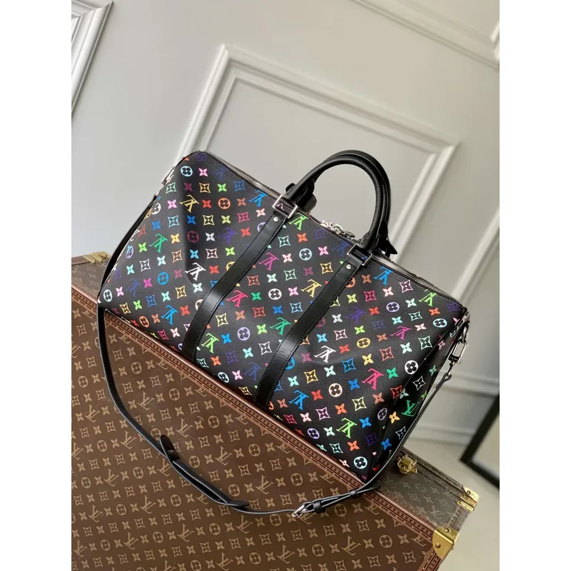 LV M13745 Louis Vuitton LV x TM Keepall Bandoulière 50 Taška Černá Mnohobarevná