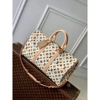 LV M24901 Louis Vuitton Keepall Bandoulière 50 Cestovní taška Bílá Multicolor