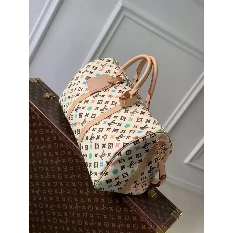 LV M24901 Louis Vuitton Keepall Bandoulière 50 Cestovní taška Bílá Multicolor