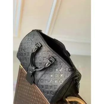 LV M22765 Louis Vuitton Keepall Bandoulière 35 Monogram Taurillon Černá